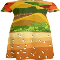 Cheeseburger brza hrana uzorak ženske kratkih rukava Crewneck haljina Ležerne duge maxi haljine