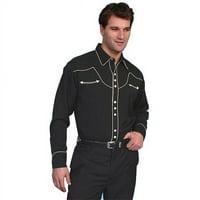 Muški vintage Western majica, Crna krema - 2x-velika