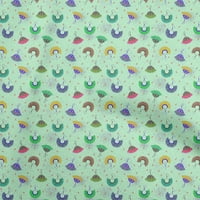 Onuone Velvet Mint Zelena tkanina Kids Safari Print Šivaće tkanine uz dvorište Široko drvo