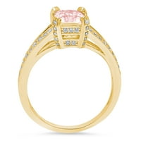 2.45ct smaragdni rez ružičasti simulirani dijamant 14k žuto zlato ugraviranje izjava bridalna godišnjica