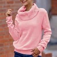 Dupke za žene za čišćenje pletena pulover dugih rukava duks duks gornje ružičaste veličine m