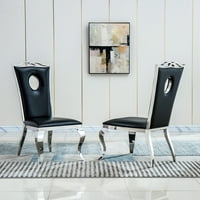 Elektronne moderne kože od ručke za ručavanje sa 2, acrumlex akcentne stolice sa kružnim rupom naslona