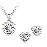 Riguas Women Rhinestone Heart Privjesak ogrlica za privjesak za ogrlice za lanac nakita Nakit Set Nakit