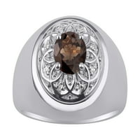 Muški prstenovi 14k bijeli zlatni dizajner ciganski ovalni dragulj i originalni pjenušava dijamantni