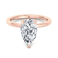 Marella - Moissite Pear Real Lab Diamond Angažman prsten sa skrivenim halo