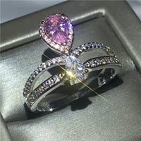 Heiheiup moda izvrsna ružičasti dijamanti cirkon zvona za žene za žene angažman prsten nakit Pokloni