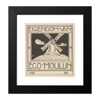 Simon Moulijn Black Moderni uokvireni muzej Art Print pod nazivom - E Libris Eco Moulijn
