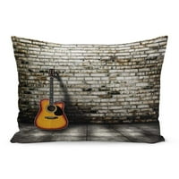 Šarena unutrašnja gitara u praznom praznom sobu cigla zidni jastučni jastučni poklopac jastuk