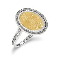 14k bijelo zlato 1 10Ae D C Zvonički prsten W Coin
