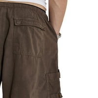 Eyicmarn muškarci Ljeto labave ležerne hlače, pune kašine u boji, nacrtavanje elastičnih struka sa džepovima