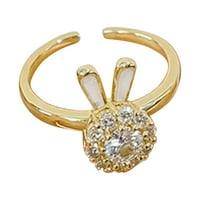 Uskršnji zec okrenuti prsten rotable cirkon zečje otvoreni prsten anksioznost zvona zlata