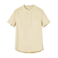 Khaki muns majica Muškarci Summer Solid Boja kratki rukav Pokreti džep u obliku vrata Ležerne i posteljina