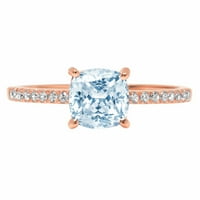 2.7ct jastuk rezan plavi simulirani dijamant 18k ružičasto zlato Angažovane prstene veličine 9