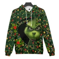 Grinch božićni hoodie Halloween Realistic 3D casual pulover dukserice s kapuljačom
