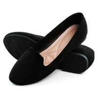 Lu Suede Ballet Stanovi za žene Klasične osnovne kancelarijske cipele Mekani klizanje crne US 9