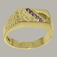 Britanci napravili 18K žuti zlatni prsten s prirodnim ametistom muškim prstenom - Opcije veličine -