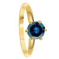 Aonejewelry 0. Carat Blue Diamond Solitaire prsten u 10K čvrstog ruža, bijelog i žutog zlata