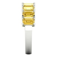 2. CT Sjajni smaragdni rez simulirani žuti dijamant 18k bijelo zlato vječnoj bend sz 3.5