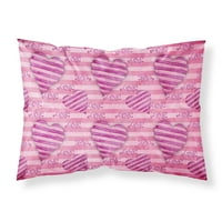 Carolines Treasures BB7566Pillowcase akvarelor vruće ružičasta prugasta srčana tkanina Standardni jastučnica,