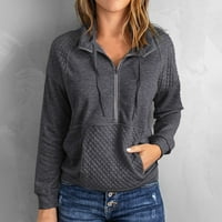 Ženski vrhovi Žene modne dukseve Quilted uzorak lagani zip dugih rukava Ležerne prilike pulovera majice