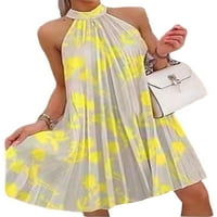 Prednjeg swwalk Ženske kratke mini haljine Cvjetni print Ljeto Plaža Sandress haljina bez rukava bez