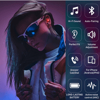 Urban Street Buds Plus True Bluetooth bežični uši za Infini Napomena Pro s aktivnim otkazivanjem buke crveno