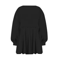 Corashan Womens prevelika dukserska haljina dugih rukava Crewneck pulover vrhove opuštene fit dukseve mini haljina crna, xs