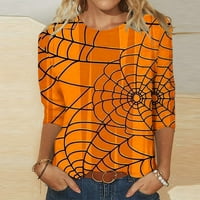 Žene dukseri za Halloween pulover bundeve vintage košulje bluza za rukav rukav okrugli vrat Spider Top