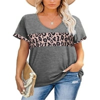 Kapreze Žene Leopard Ispiši ljetne majice Boho Casual Tunic vrhovi kratki rukav V izrez majice
