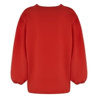 Baggy bluza za žene modna predimenzionirana stilska košulja Zip up V-izrez Tops Lanterne rukave labave