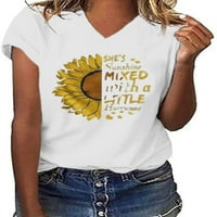 Ženska grafička majica od suncokreta, pismo za tisak TOP Ljetna casual majica