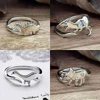 Dinosaur Prsten za žene Djevojke Muškarci Polirani zmaj Životinjski proširivi otvoreni prstenovi, nakit Podesiva veličina prstena