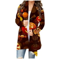 Ženska modna casual print dugih rukava midi kardigan jakna