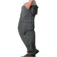 Muške teretne pantalone Slim Fit Multi džepovi sa čvrstim bojama patentni zatvarač Elastični struk Dukseri