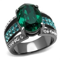 Žene svijetlo crni prsten anillo para mujer y ninos dece 316L prsten od nehrđajućeg čelika sa gornjim kristalom u Emerald Soladi