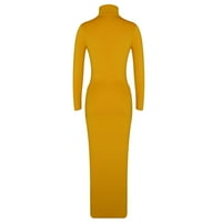 Seksi Crta izrez duge čvrste mini haljine 3xl žuta