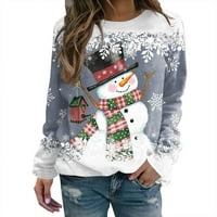 Najbolje žene Božićna bluza Slatka elk ispis pulover casual majica s dugim rukavima majice patchwork