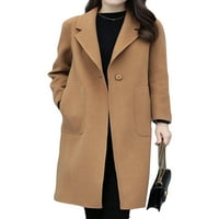 Glookwis ženska odjeća s dugim rukavima Ležerni kaput jednokrasna zimska jakna Plain vanjski kaki 3xl