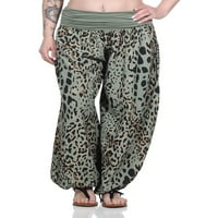 Capreze Ženska dna visokog struka harem hlače Leopard Print Palazzo Pant Boho pantalone široko noga