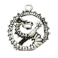 Sterling Silver 20 BO Chain 3D orijentalni zmaj u ogrlicu za privjesak za krug