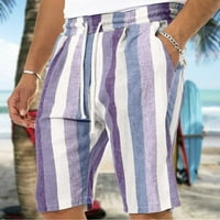 Muške plaže kratke hlače Labavi fit prugasti ispis Ležerne prilike od elastičnih struka s džepovima
