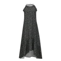 Dolith haljine za žene, datuma noć, rad, crna, ženska ljetna visoka ruffle maxi haljina špageta s