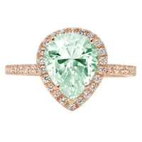 2.38ct kruška zelena simulirana dijamant 14k godišnjica ruža zlata Angažovanje halo prstena veličine