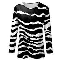 Cleance Ženske vrhove Dugih rukava Izvorni pulover vrhovi grafički grafički otisci Ženske bluze zebra
