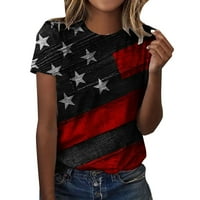 Žene Thirtss Ljeto Dan nezavisnosti Stil hotela Stripe Stripes Strip Stripes Odštampana majica Ženka