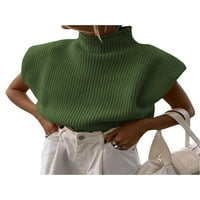 Ženski kratki rukav visoki ovratnik vrhunskog pletenog prsluka modni zvučni džemper za dame