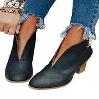 Eloshman Dame Lagane blok gležnjače za pokretanje za čizme protiv klizanja okrugle nožne cipele s potpeticama kratkih plijena crna 7
