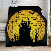 Halloween pokrivač-uklet dvorac za dvorcu za spavaću sobu estetika, poklon dekorke, 336