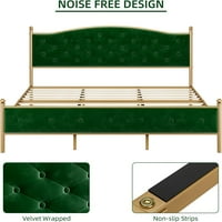 Senfot Queen size krevet Tapacirana platforma za platformu s baršunastom i gumbom srušenim uzglavljem
