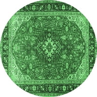 Ahgly Company u zatvorenom okruglom medaljonima smaragdno zelene tradicionalne prostirke, 8 'krug